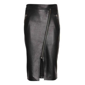 Mason by Michelle Mason Zippered Front Slit Leather Pencil Skirt Size 6